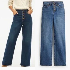 J.Crew Women’s Wide Leg Full Length Button Fly Jeans Size 30 Medium Wash